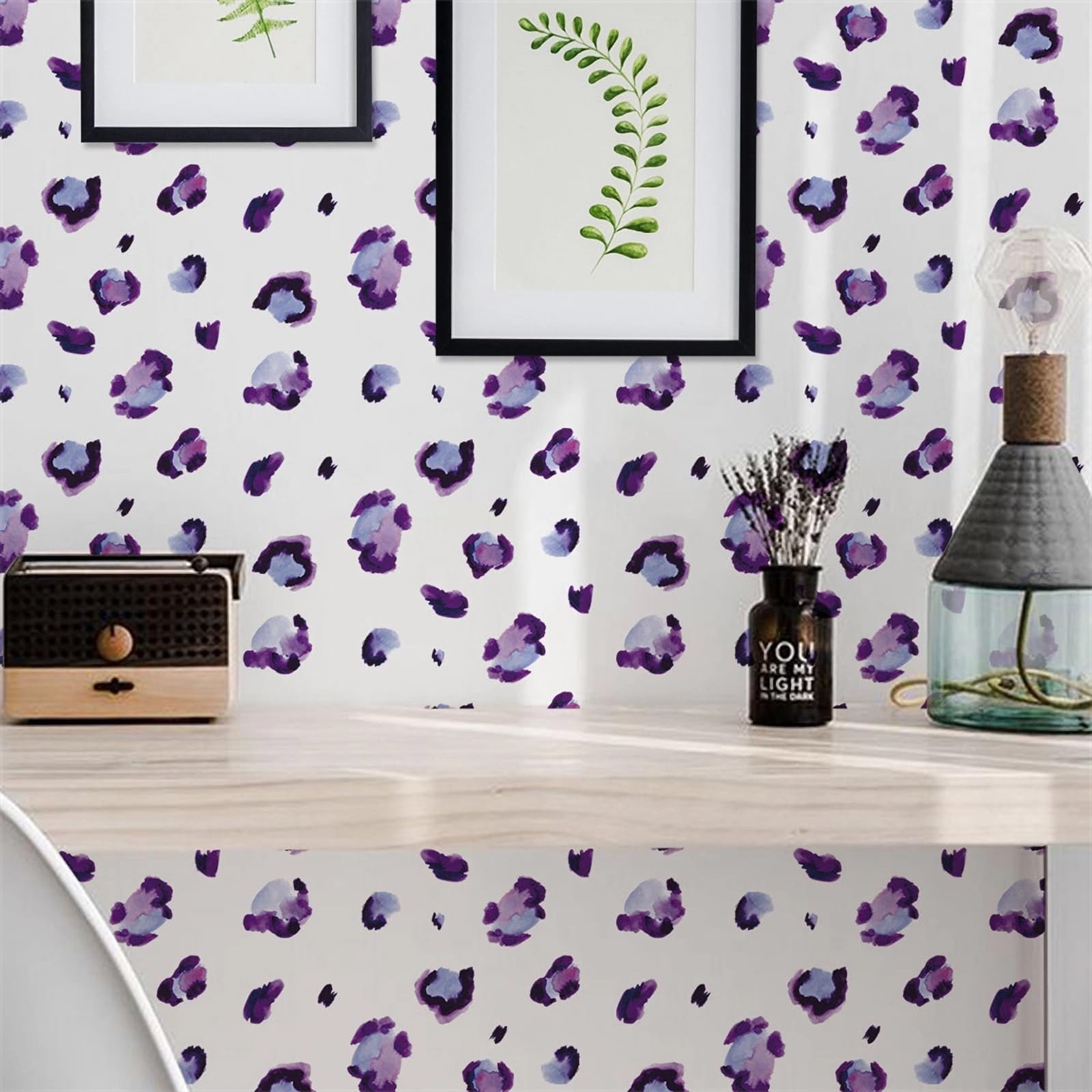 6 Sheets 180 Pcs Purple Leopard Print Wall Stickers, sacinora Animal Spot DIY
