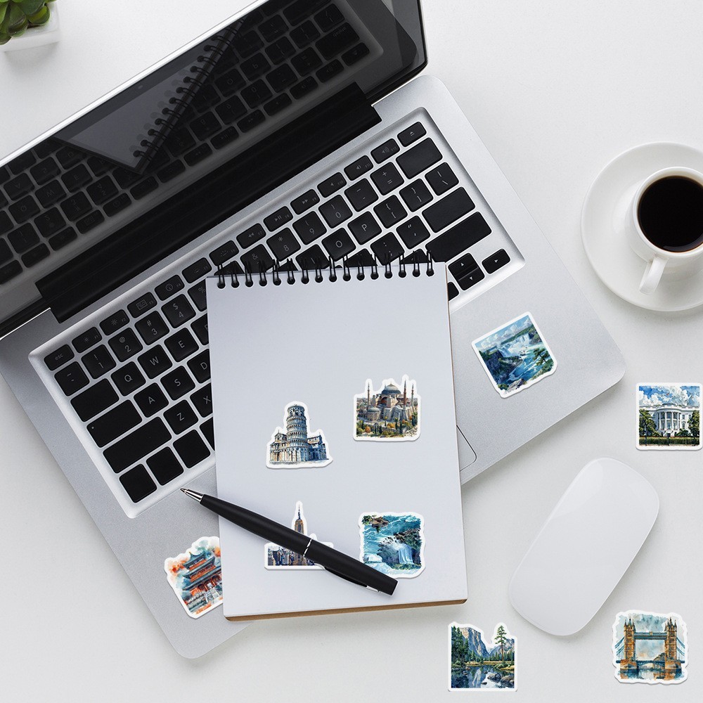 50pc Waterproof Stickers Iconic Landmarks Travel Trip Vacation Luggage Phone Car