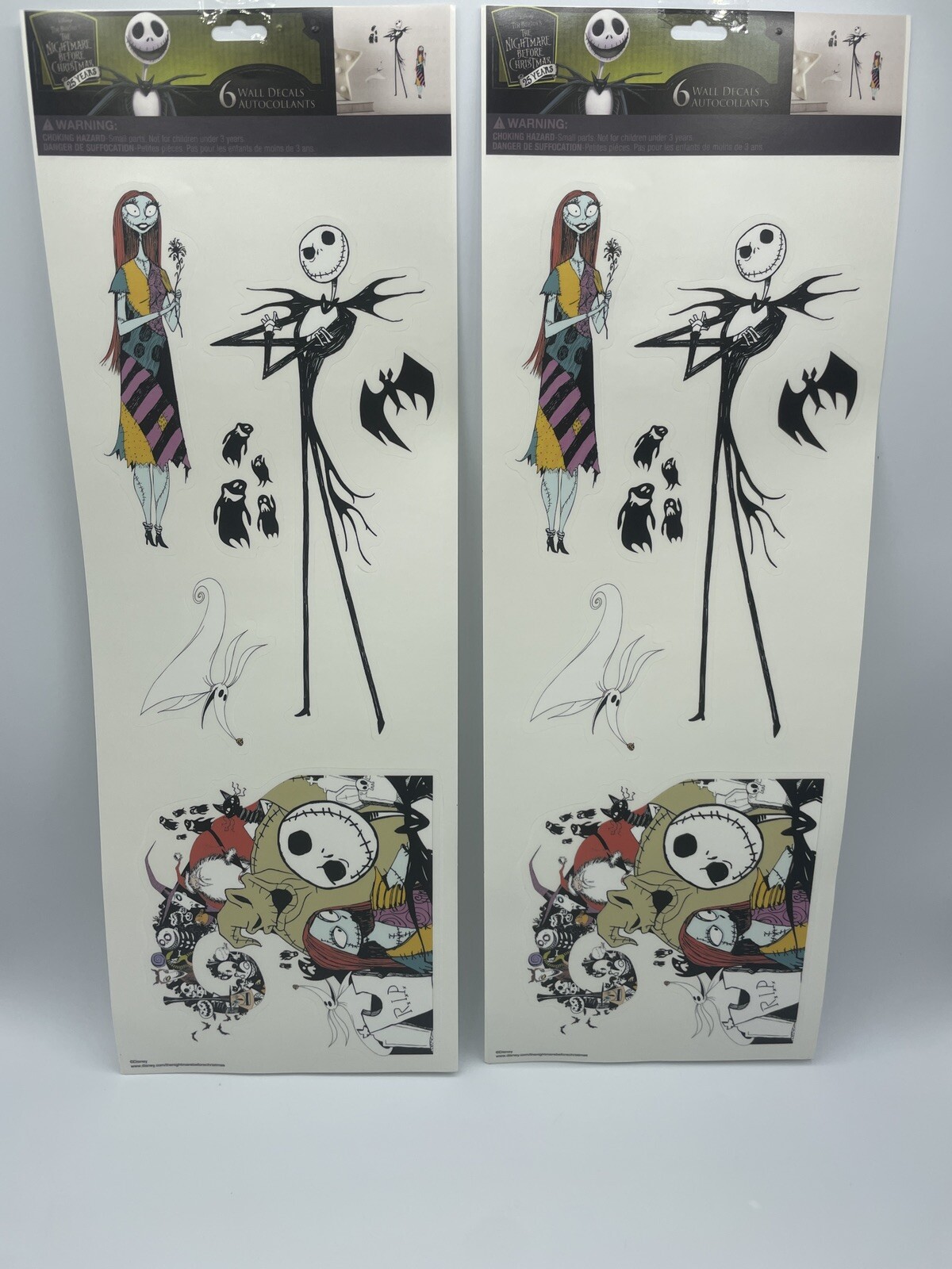Lot of 2 The Nightmare Before Christmas Disney 6 Wall Decals Removable Stickers
