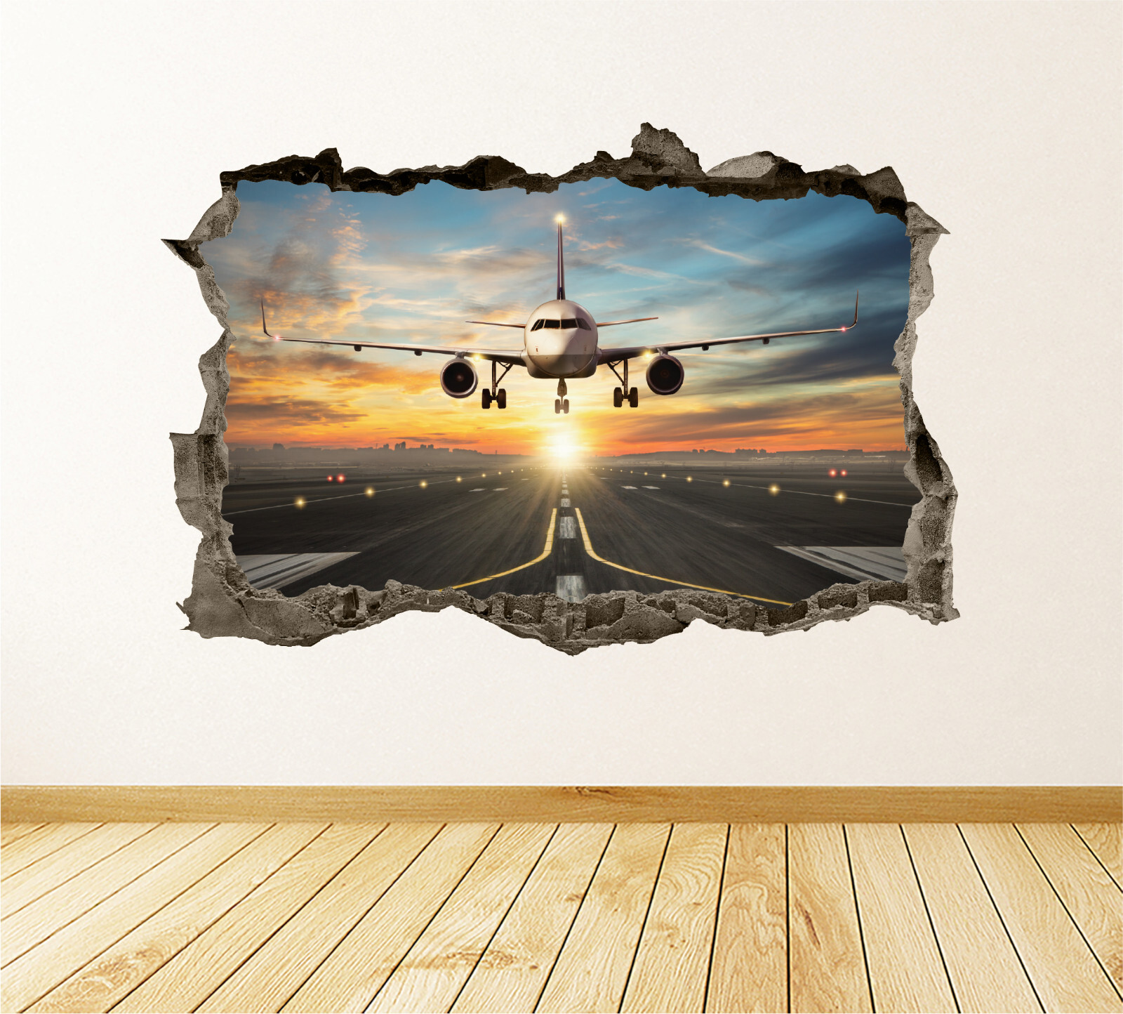 Airplane Wall Decal 3D AI Graphic Wall Art Sticker, Wall Decor, Vinyl KW154