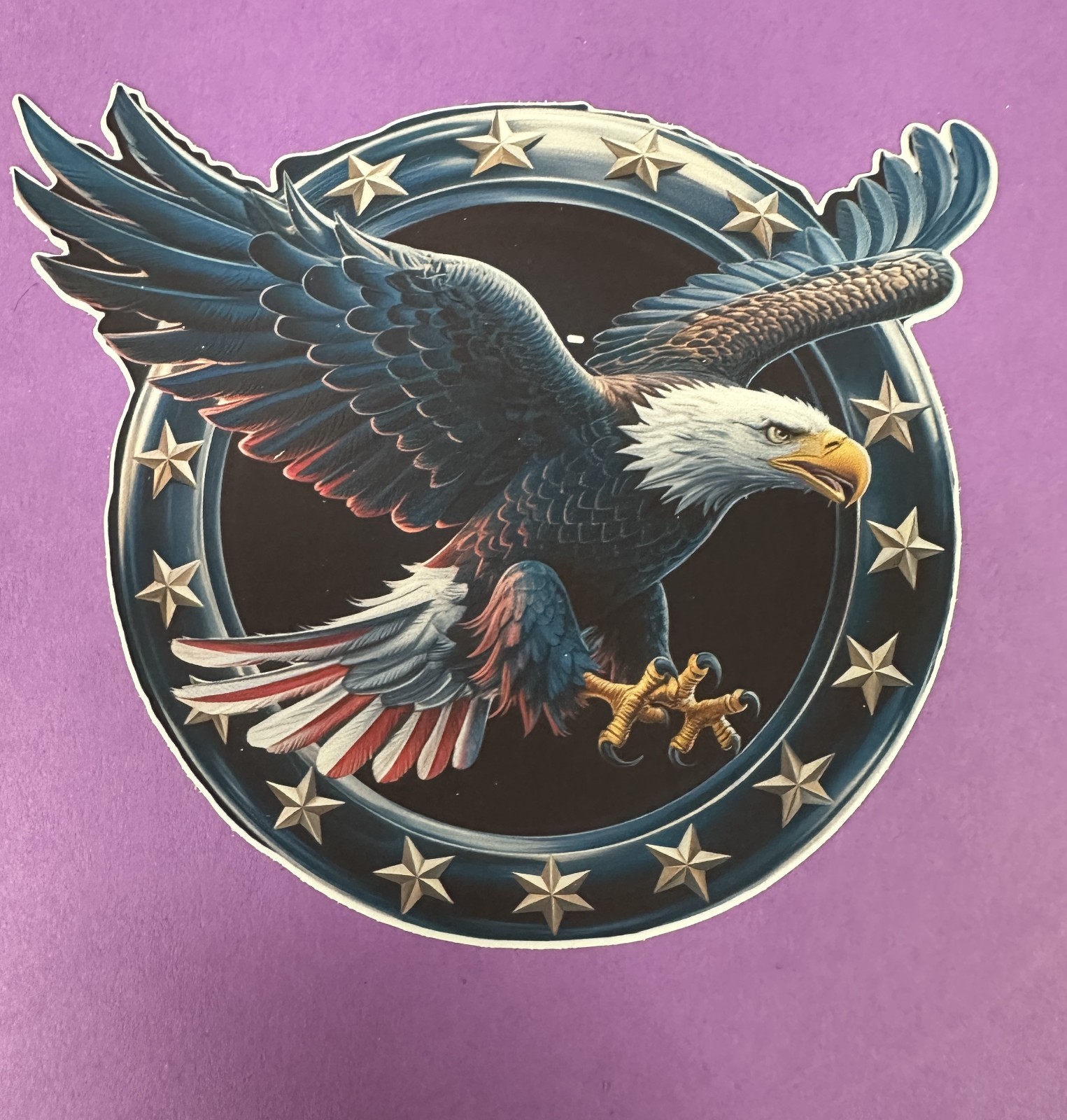 3 inch Patriotic Bald Eagle Circle American Flag Vinyl Sticker Decal USA