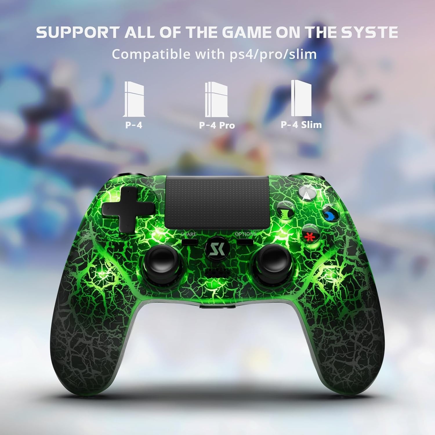 Adjustable RGB LED Wireless Game Controllers for PS4/Pro/Slim – 6-Axis Sensor