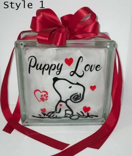 Puppy Love Valentine decal sticker for DIY 8" glass block