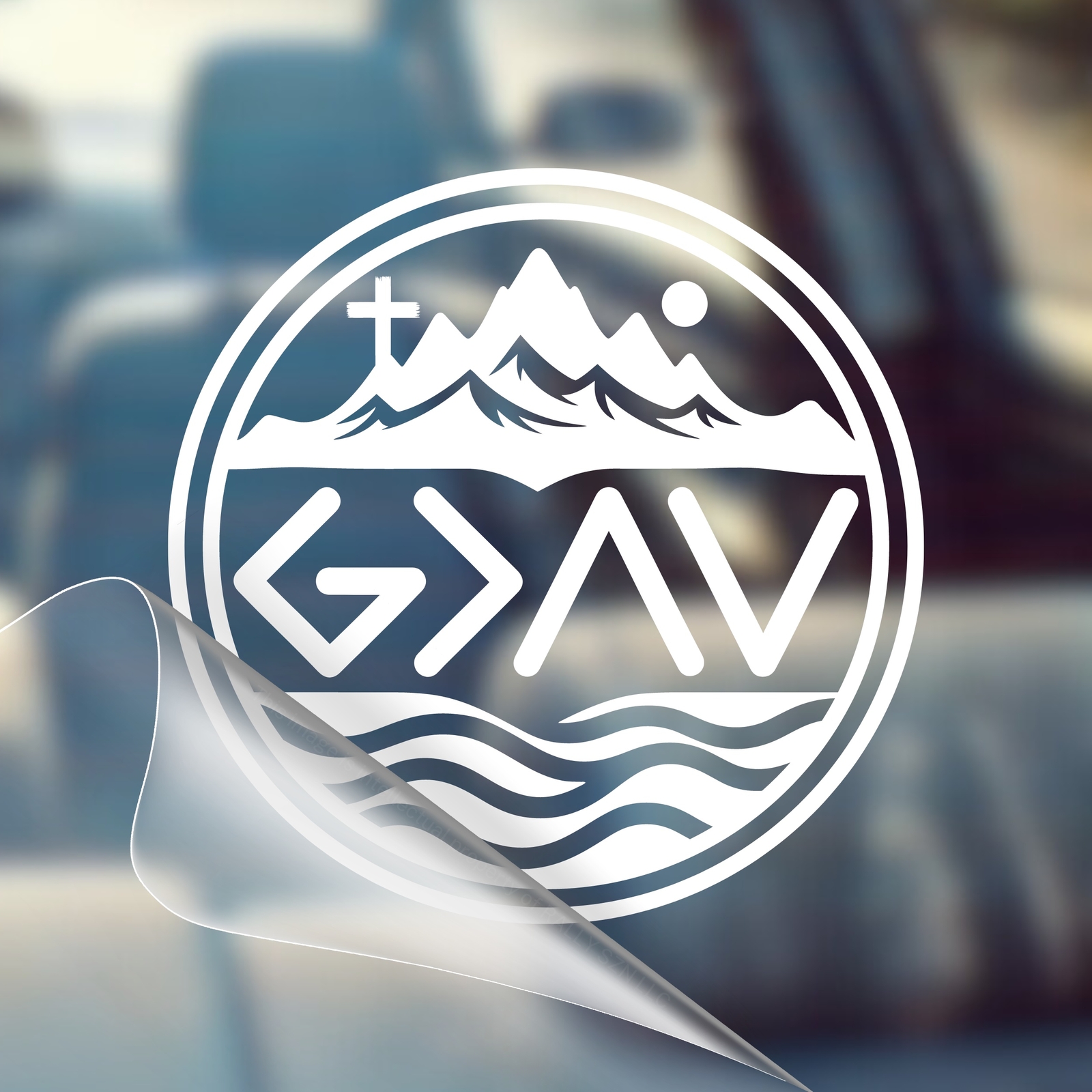 God is Greater Than The Ups and Downs – Christian Car Vinyl Decal Bumper Sticker