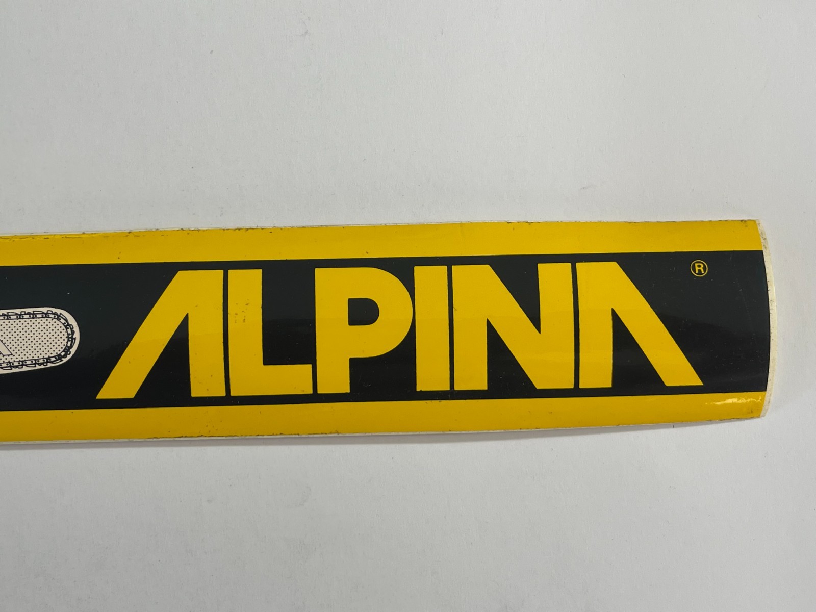 Vintage ALPINA Bumper Sticker Dealer Chainsaw & Logo – (11 1/2in) Glossy