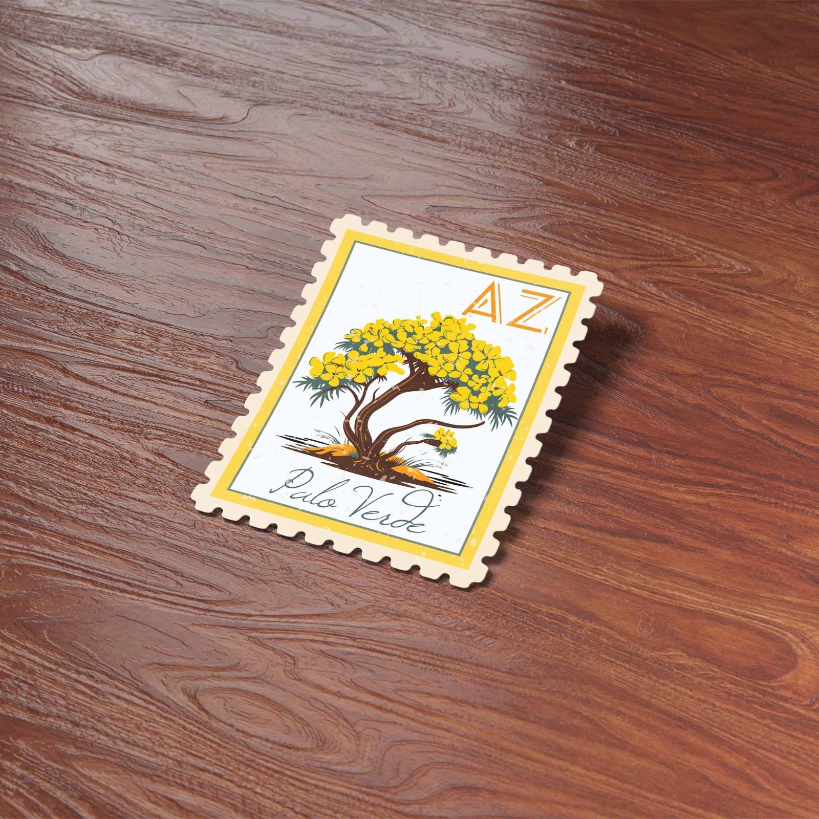 Arizona State Tree Palo Verde Sticker – AZ Vintage Stamp Decal