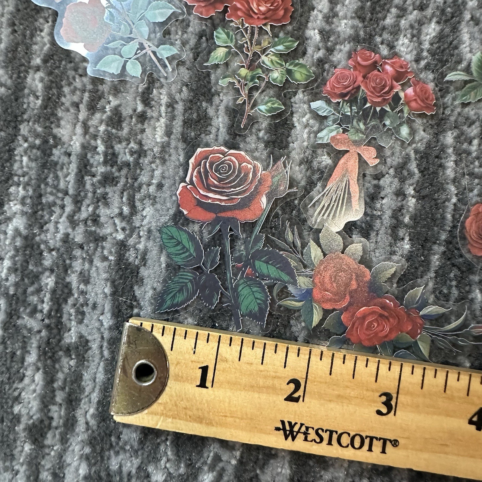 Rose Stickers 50 Flower Transparent Junk Journal Scrapbook Decals Retro New