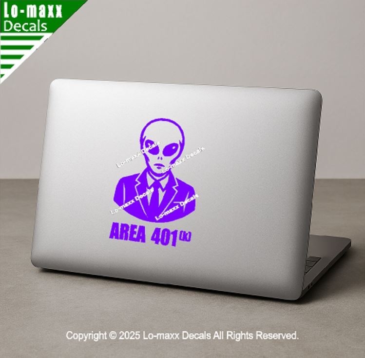 Alien Area 401K Business Man Vinyl Decal Sticker Die Cut Avery Dennison Laptop