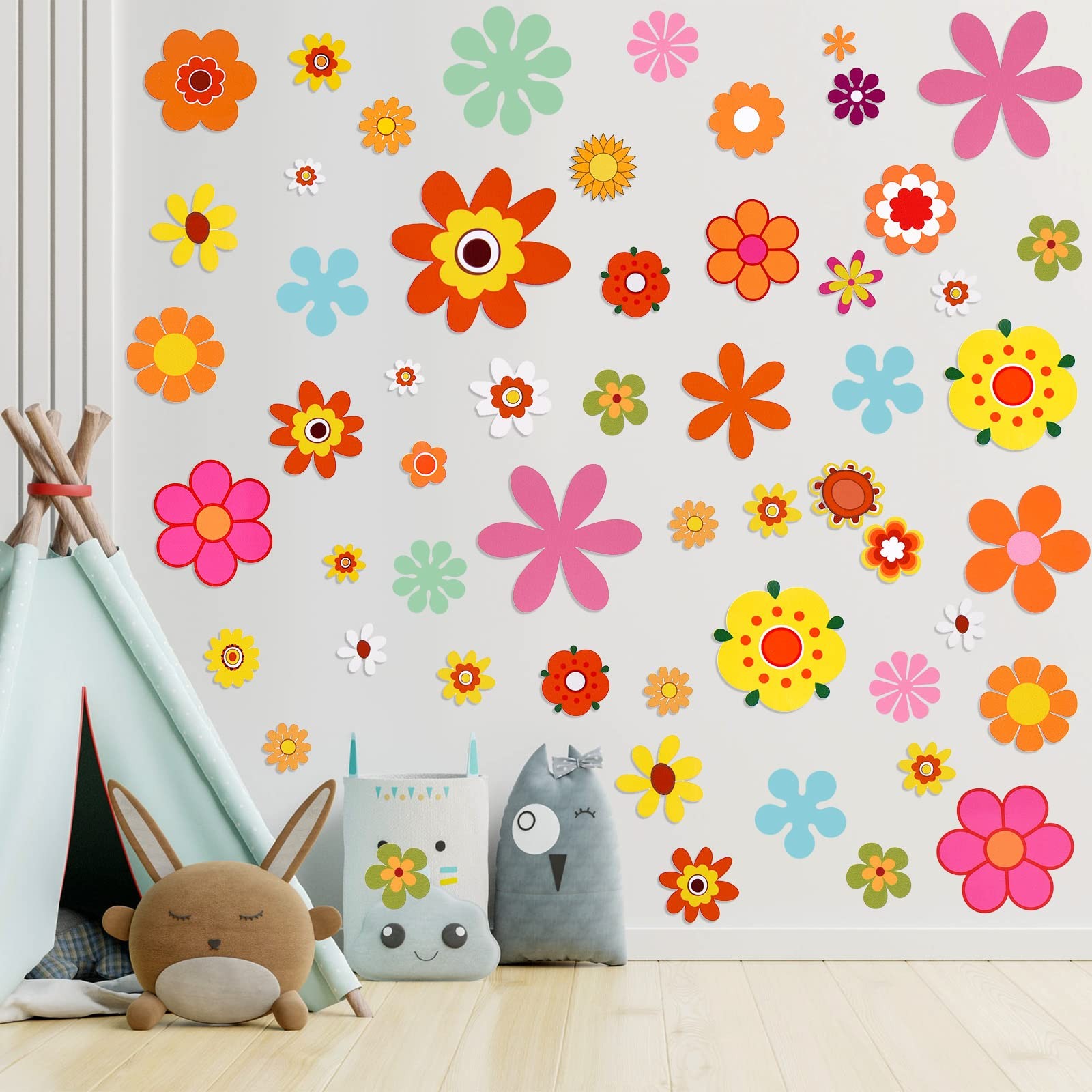 Daisy Stickers 135 Pcs Flower Car Decals 60's Hippie Stickers Daisy Vinyl Ret…