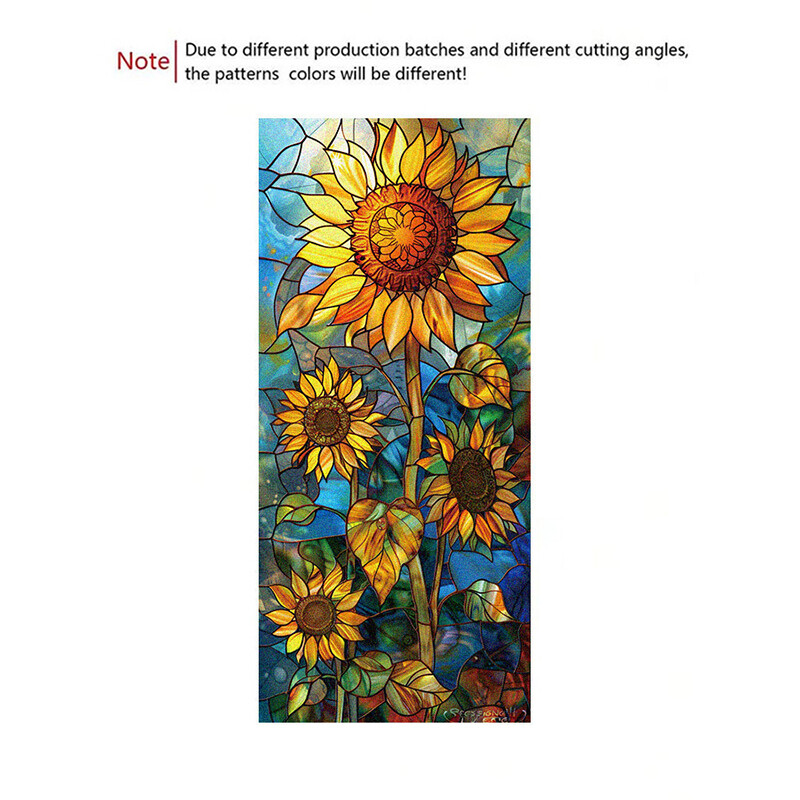 Flower Stained Glass Window Film Privacy Frosted Glass Film Static Cling Sticker