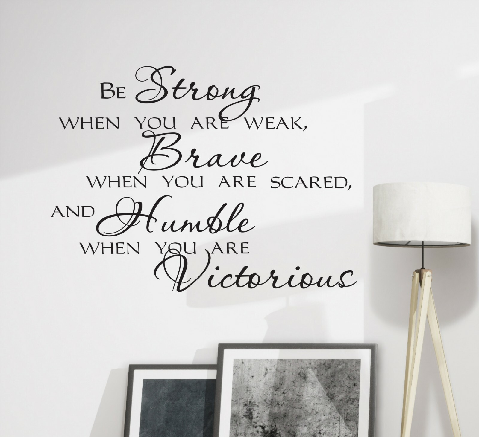 Wall Decal Strong Brave Victorious Motivation Quote Vinyl Decor Black gz556