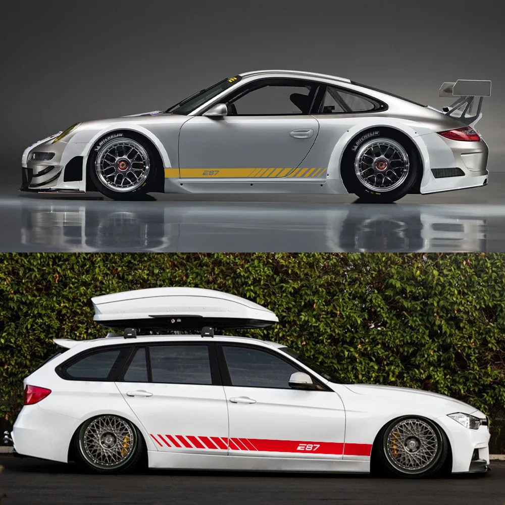 Aftermarket Side Door Body Vinyl Decal for BMW (E28–E93) | Color Change Film Sti