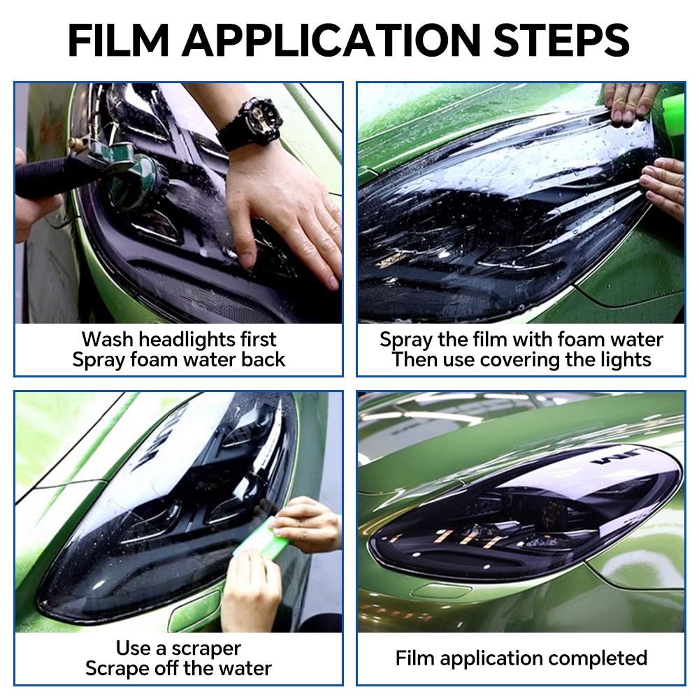 New Self-healing Headlight Film Anti Scratches Protect Smoke Black Car Lamp Tint