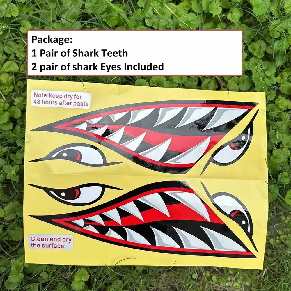 2 Shark Teeth Mouth Reflective Decals Graphics Sticker for Kayak Canoe Car Truck