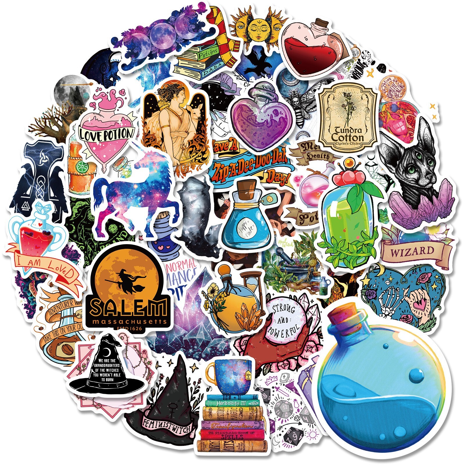 200pcs SPIRITUAL Stickers Pack, Crystal Potion Gothic Stickers, #050112139