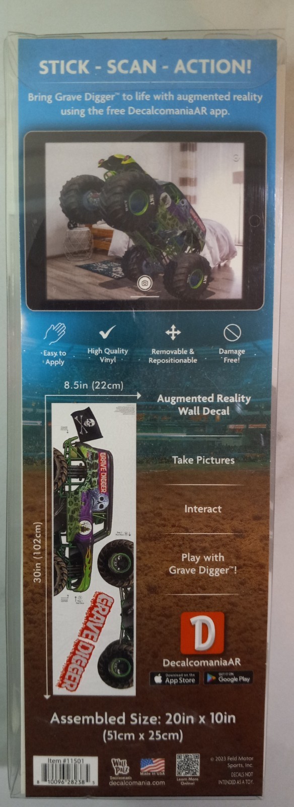 Monster Jam GRAVEDIGGER 20×10 Augmented Reality Wall Decal BRAND NEW