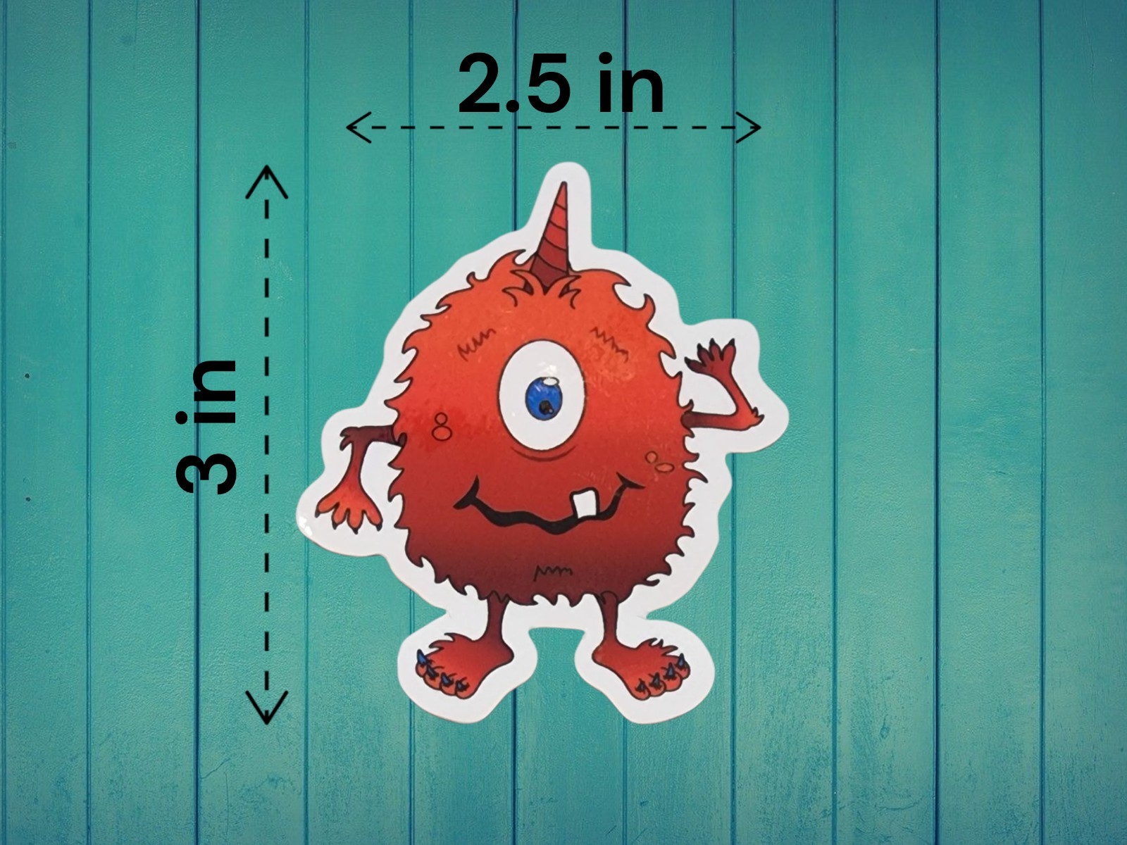 Cute Red 1-Eyed Monster with Horn Sticker