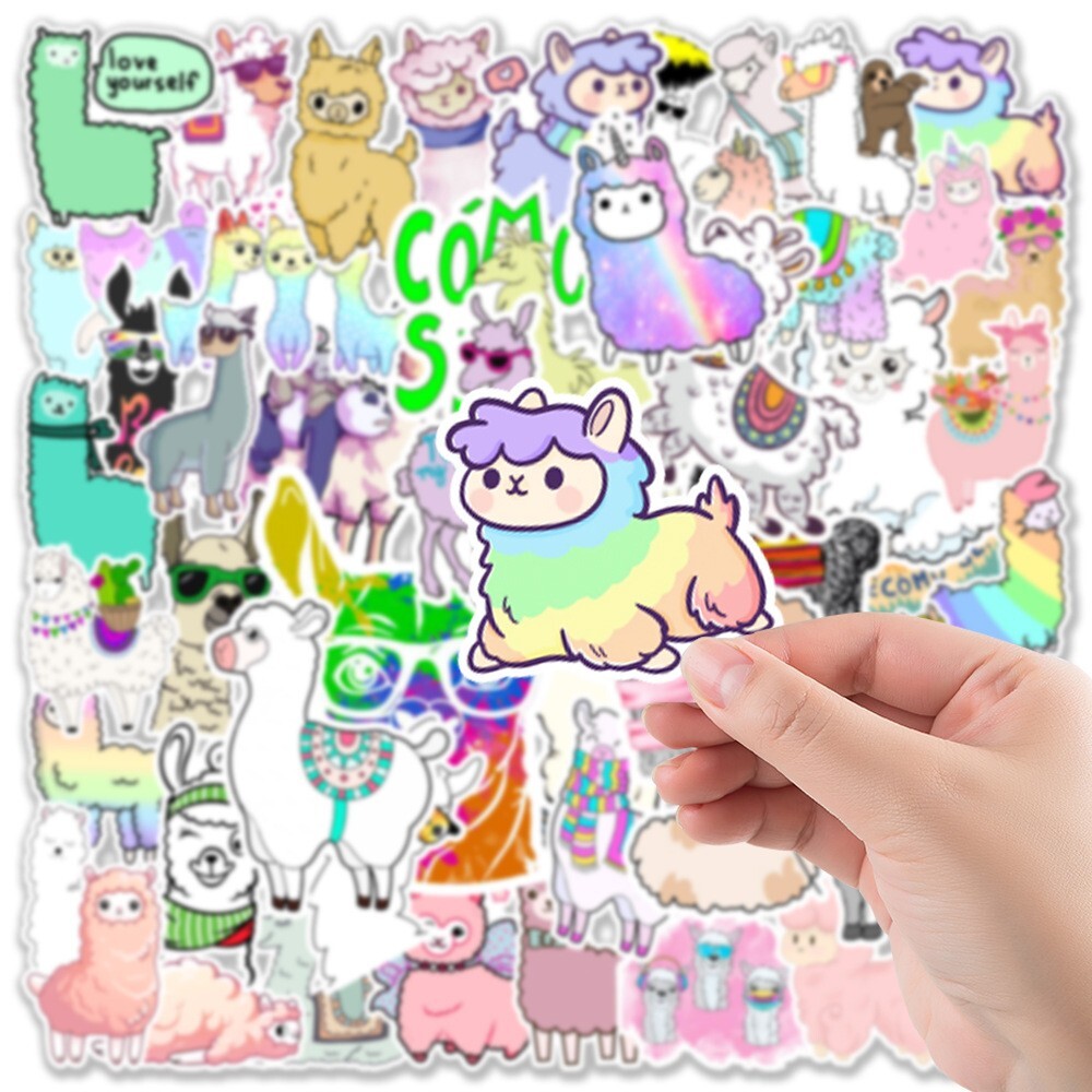 50pcs LLAMA Stickers, Cute Animal Water Bottle Laptop No Residue Sticker, #118
