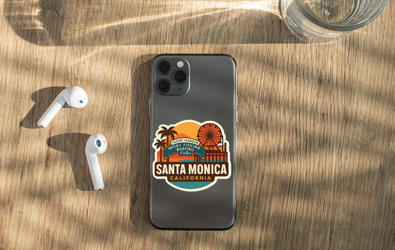 Santa Monica California Sticker Decal Vinyl Die-Cut City Skyline Landmark Design