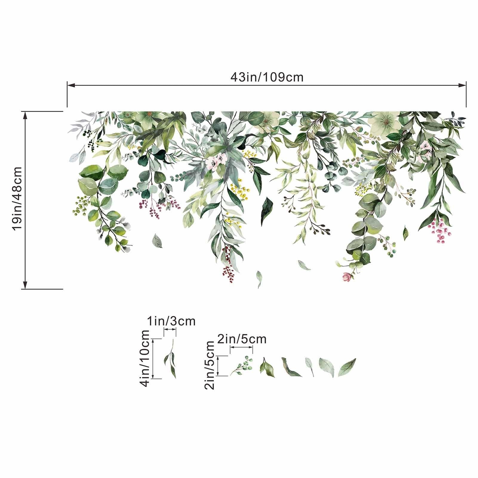 Green Hanging Vine Wall Stickers – Nature Plants Flower Leaves Wall Decals – …