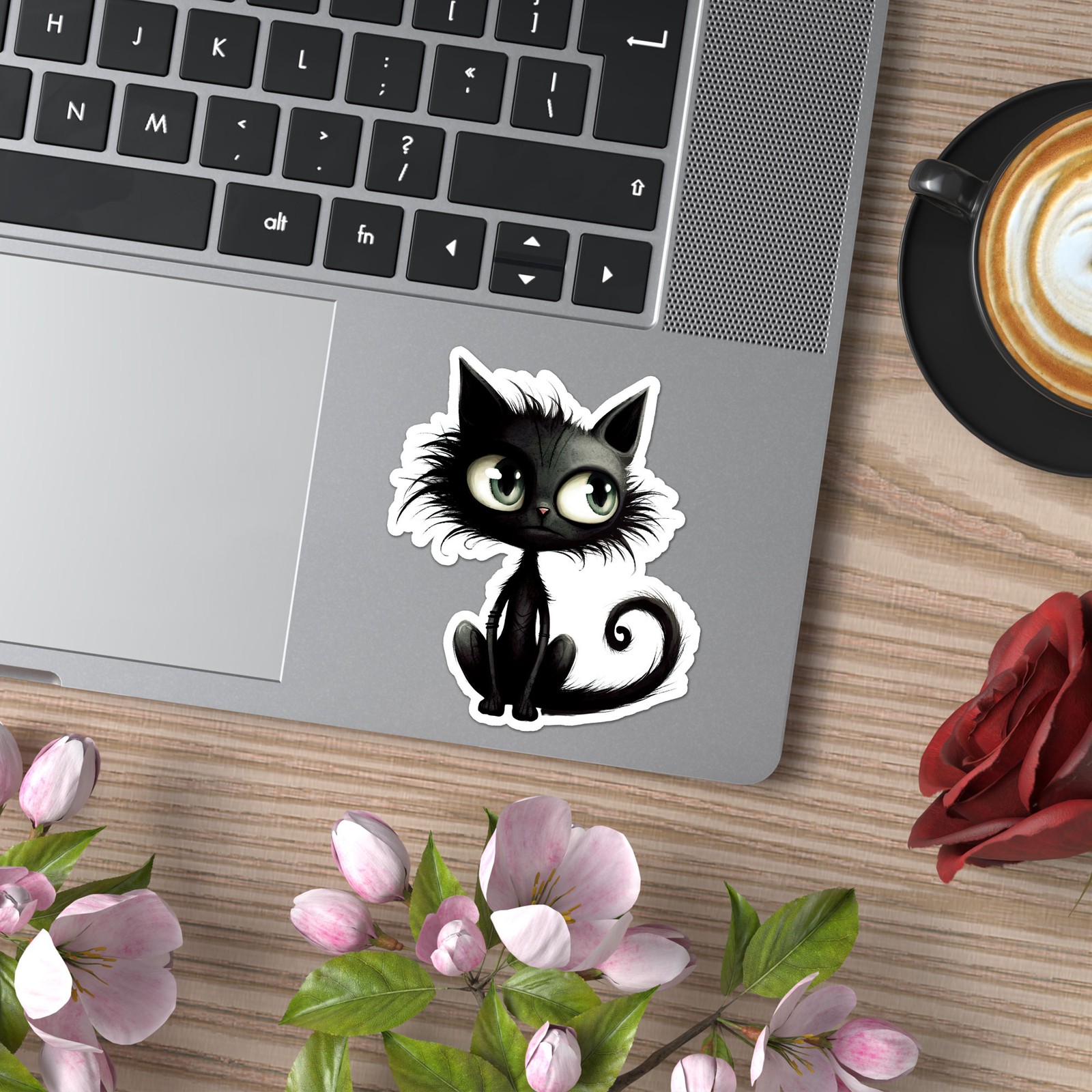Big Eyes Black Cat – Vinyl Decal Sticker – Car Window Laptop – ebn11012