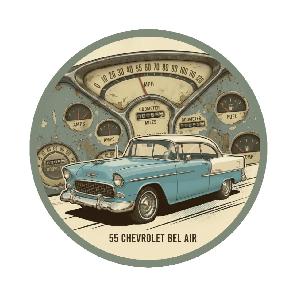Car Classics "55 Bel Air Vintage" 4" Vinyl Decal Sticker Handcrafted Vehicle 26