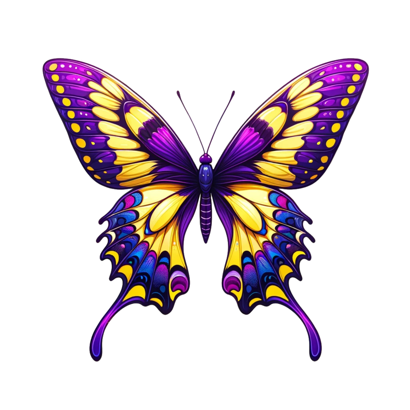 Purple Yellow Swallowtail Butterfly Sticker Fantasy Vinyl Decal Art