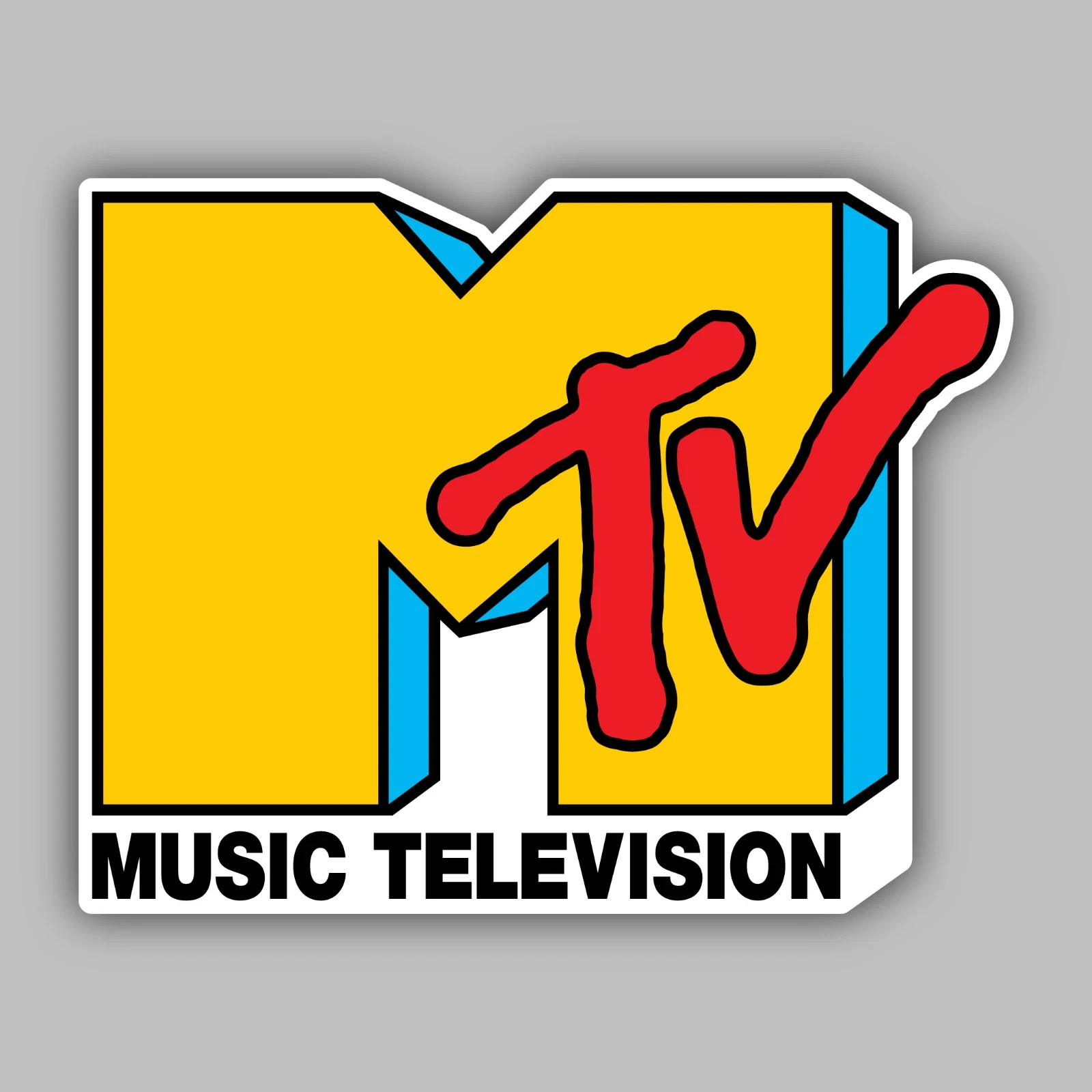 MTV Yellow Print Vinyl Decal