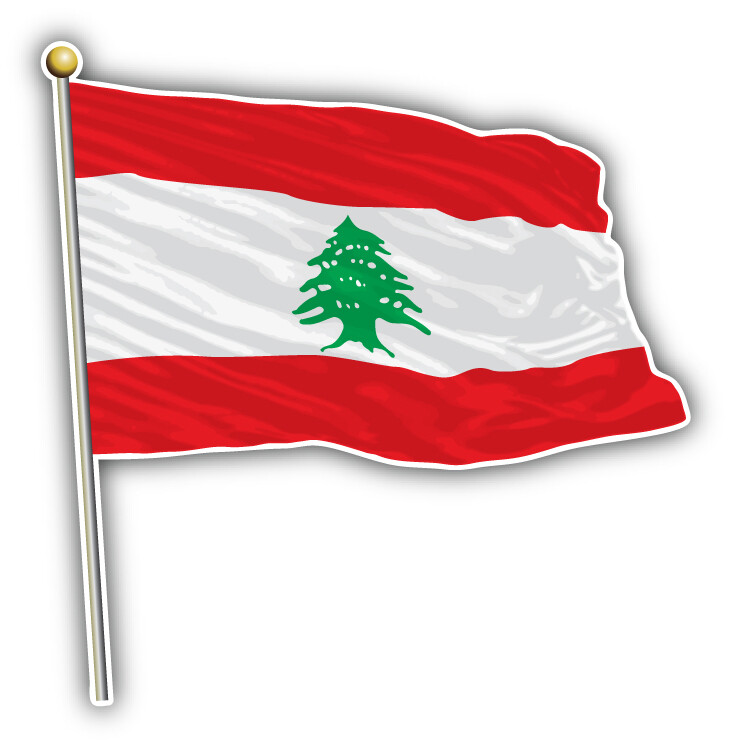 Lebanon Waving Flag Car Bumper Sticker Decal
