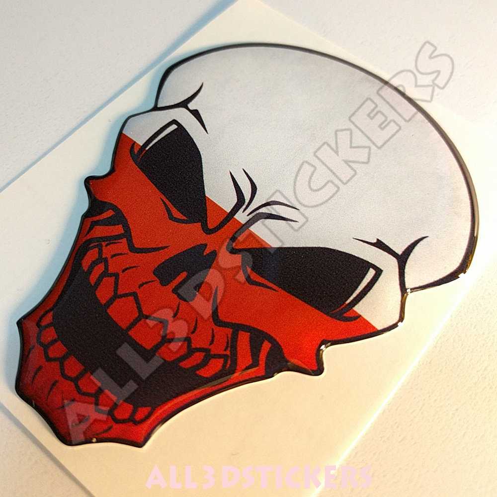 Sticker Flag Poland Skull Adhesive Decal Resin Domed Car Moto Laptop 3D
