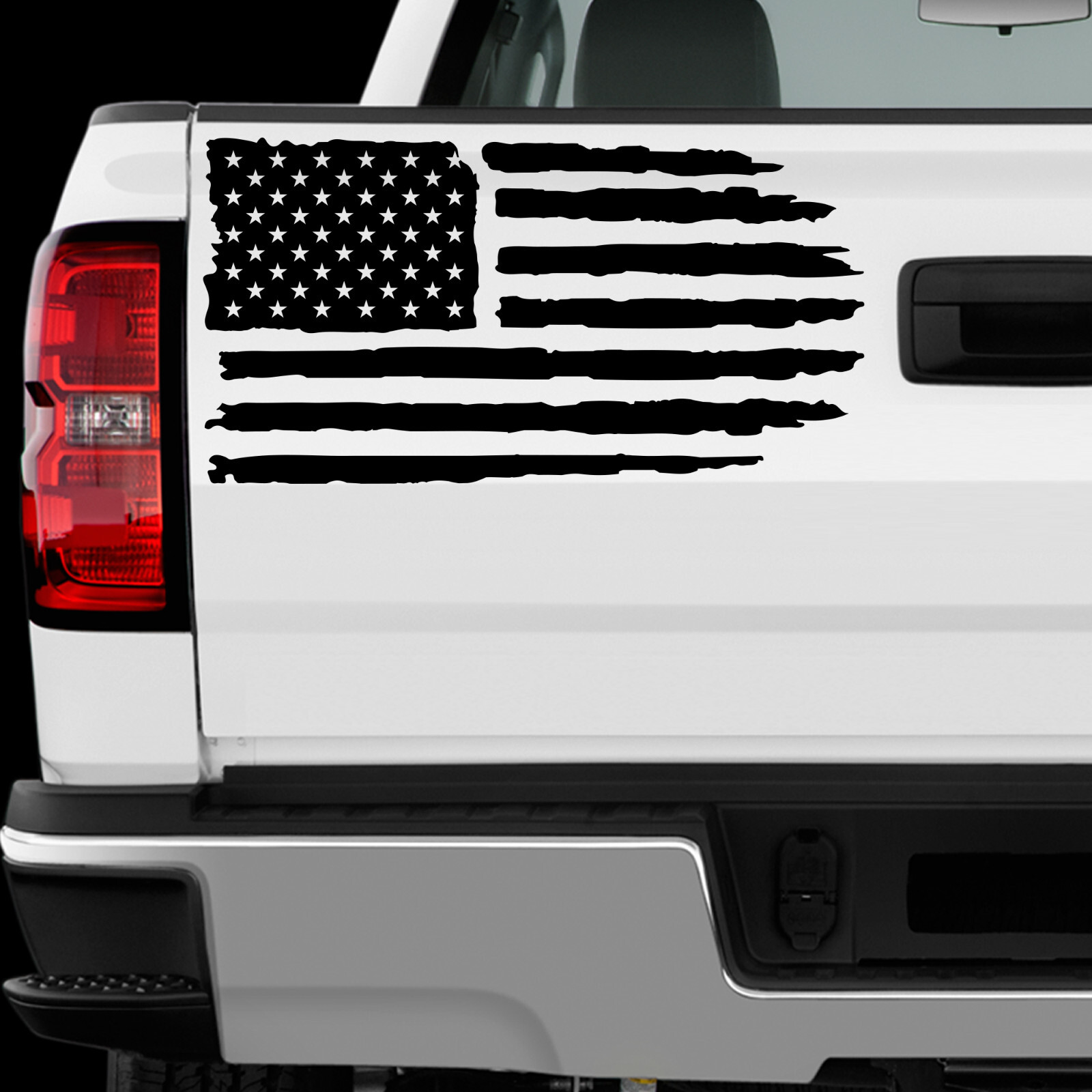 US American Flag Distressed sticker Allsize regular & Chrome Mirror Vinyl Colors