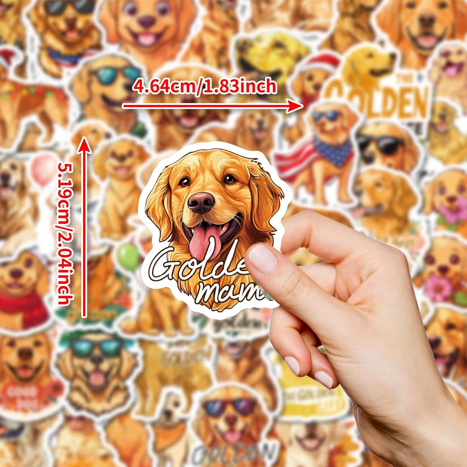 50PCS Cute Golden Retriever Stickers – Kawaii Dog Vinyl for Water Bottles & Scra