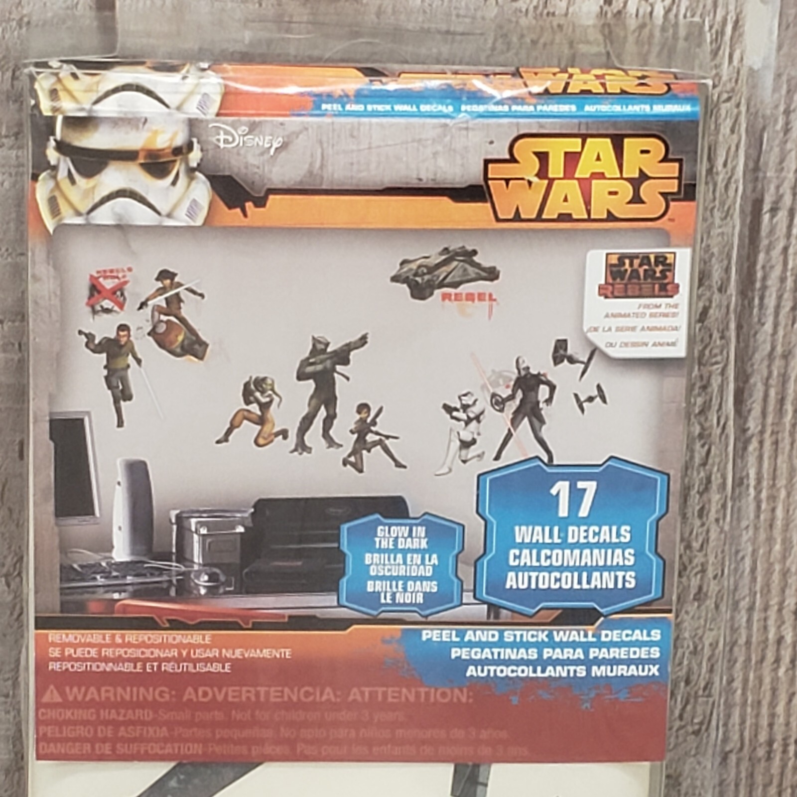 STAR WARS Rebels Wall Decals 17pc Removable & Reusable Glow In The Dark Design