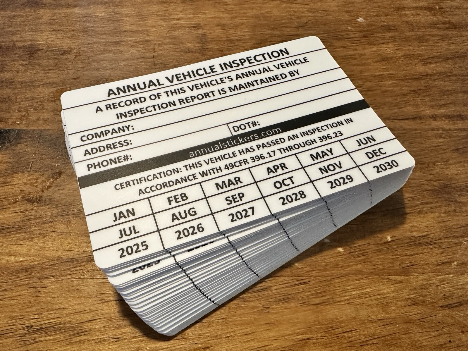 50 Pack Annual Vehicle Inspection Decal Sticker Trucks Trailers Semi Dot write