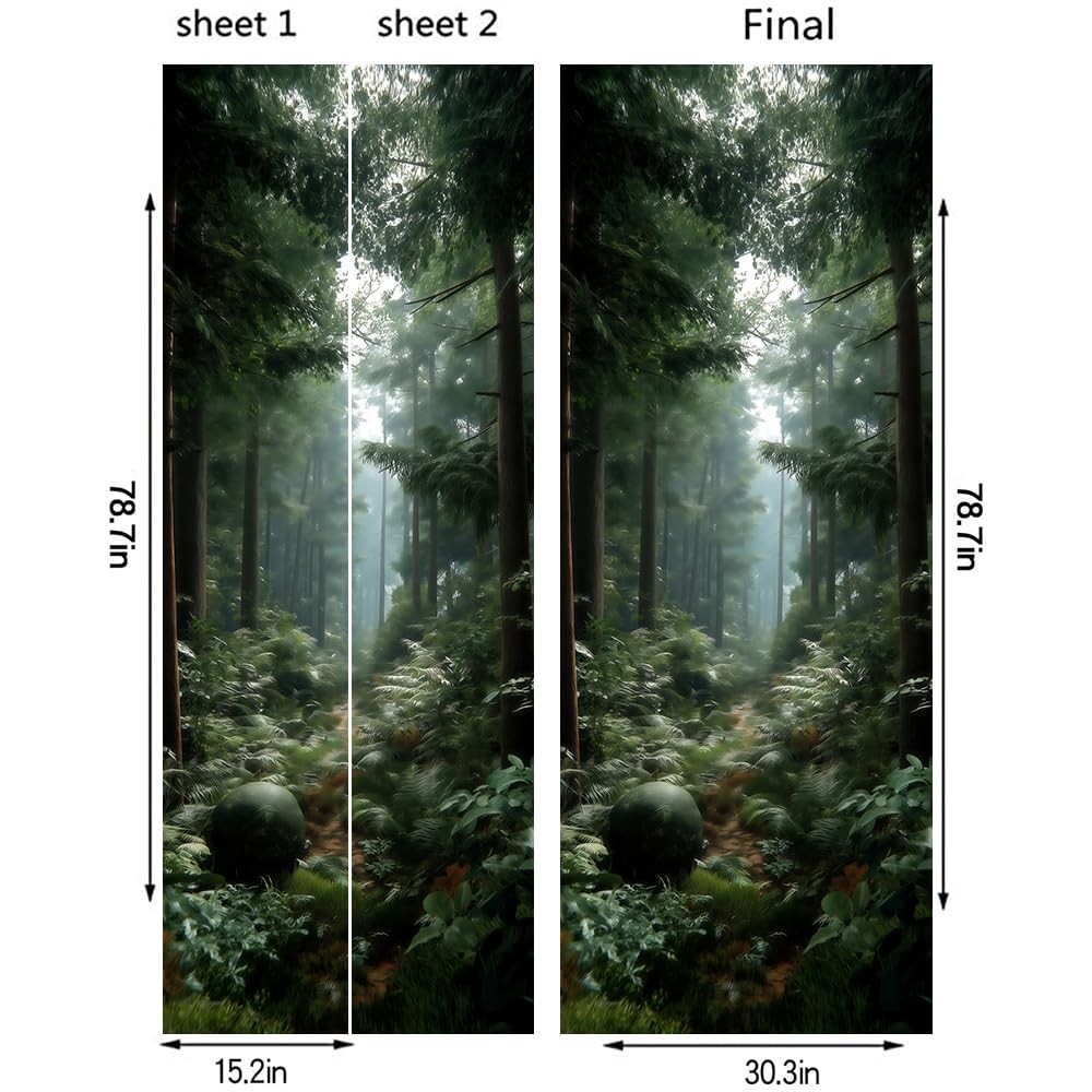 Tropical Forest Tree Leaf Pathway Landscape Nature Peel and Stick Door Sticke…
