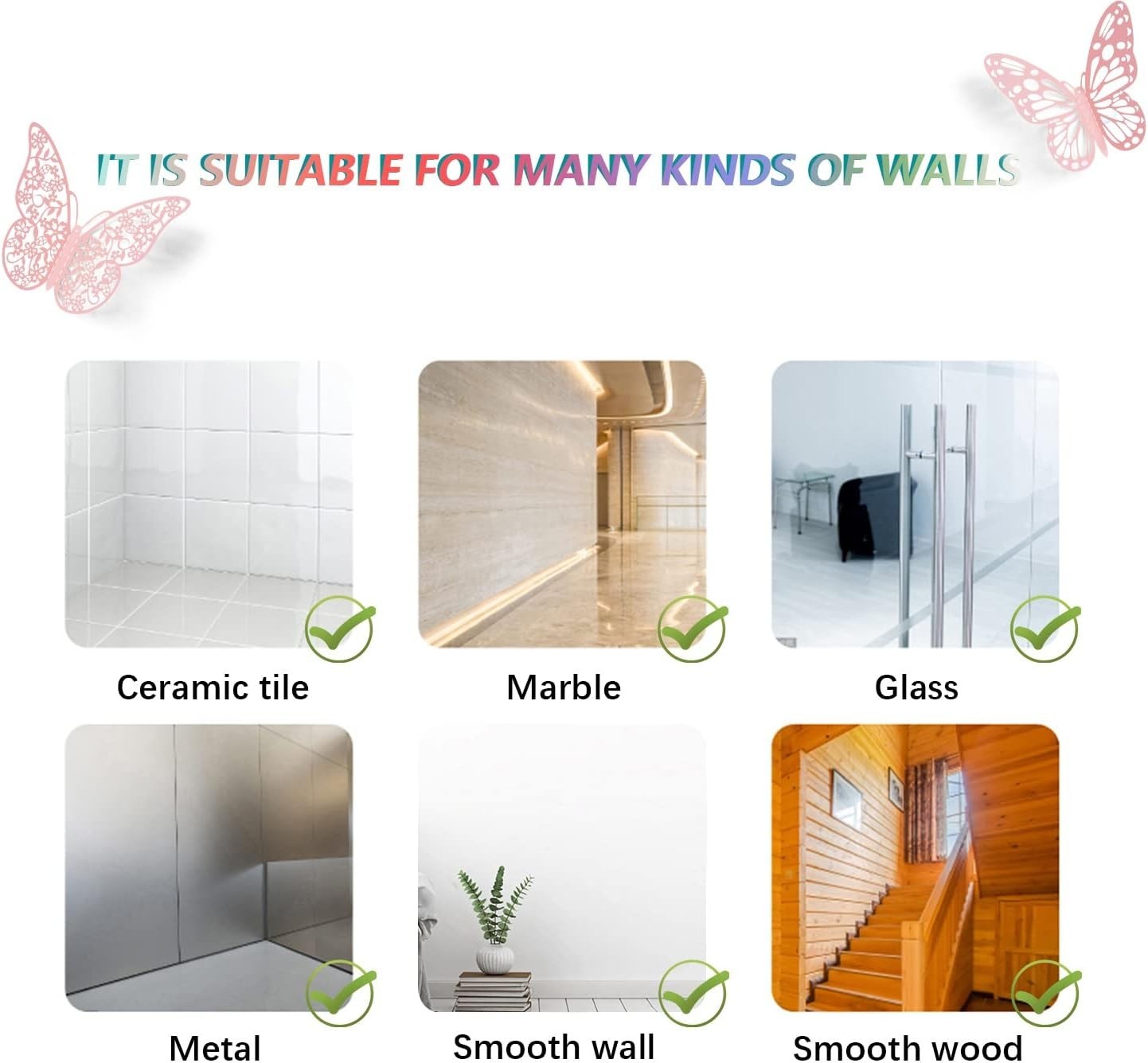 3D Wall Decor, 72 Pcs 3 Sizes 3 Styles, Pink Butterfly Decorations – Removabl…