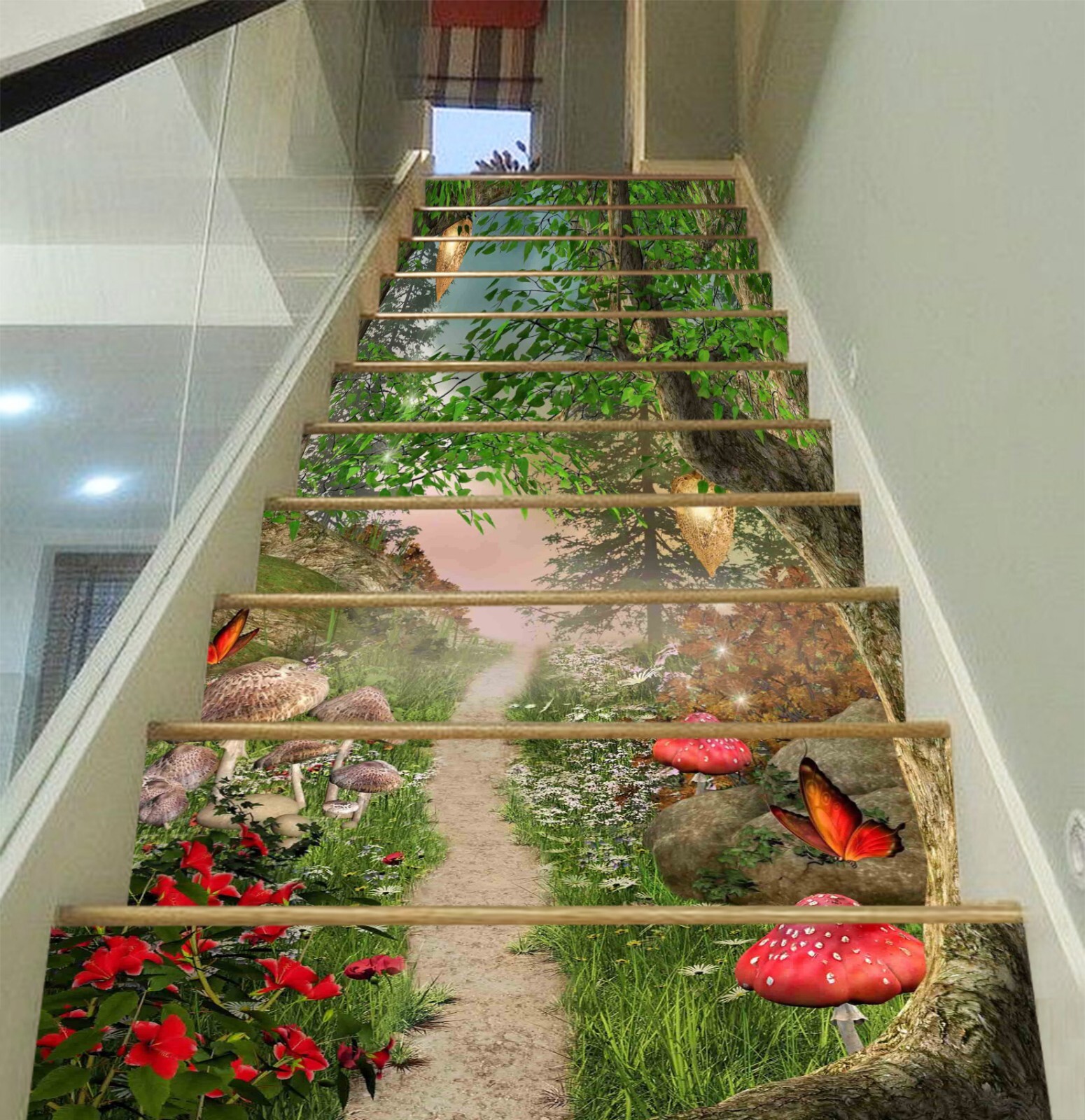 3D Mushroom Trail AZ1158 Stair Risers Decoration Mural Vinyl Wallpaper Kay