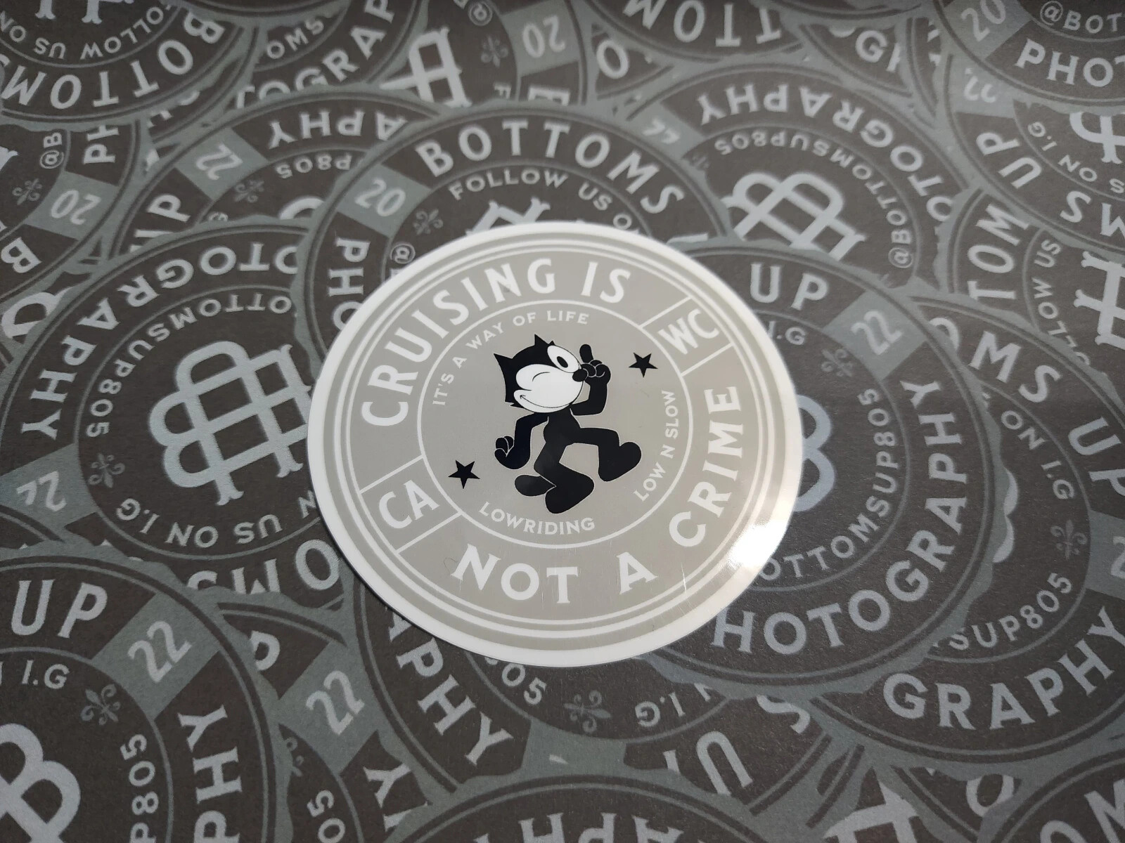 Cruising is not a Crime 3" Circle Felix the Cat