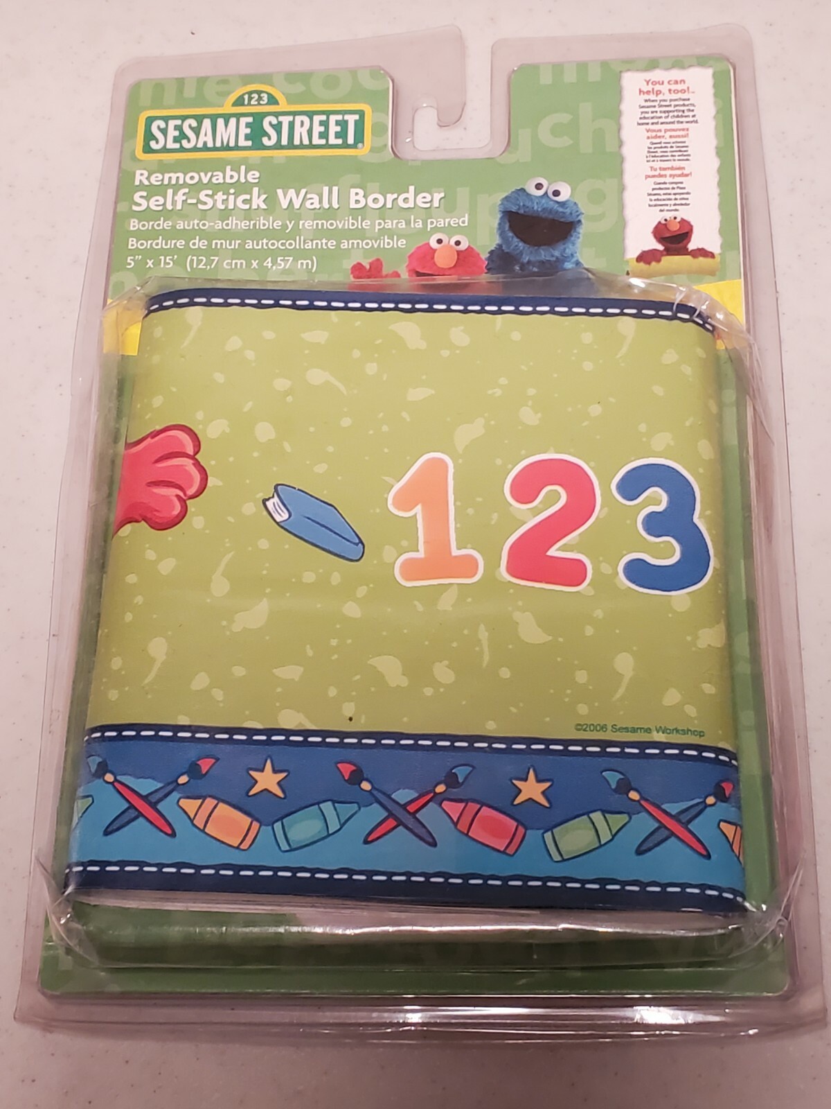 Sesame Street Elmo Removable Self Stick Peel And Stick Wall Border ABC 123