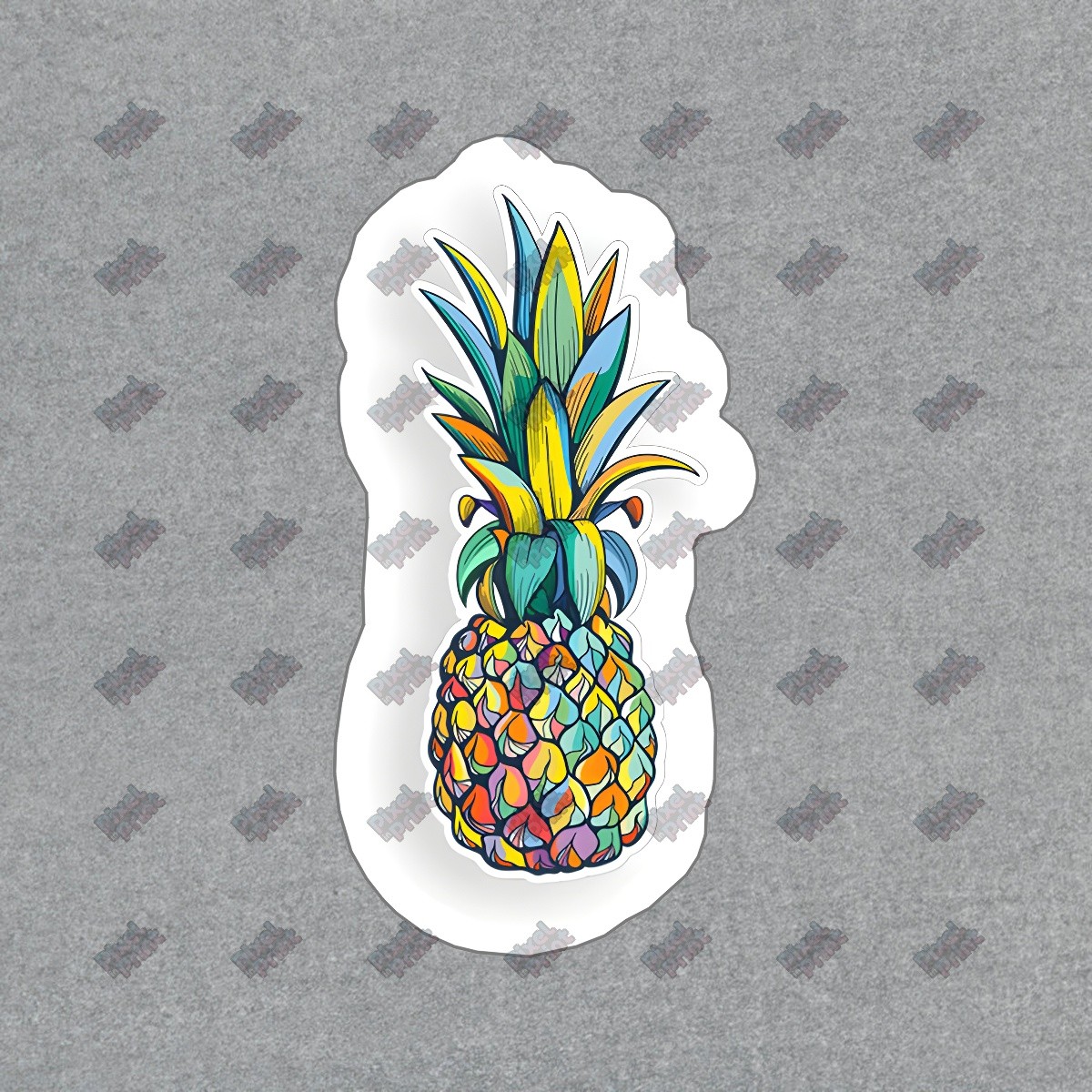 Colorful Pineapple Vinyl Sticker Tropical Decor Decal for Laptops, #940864