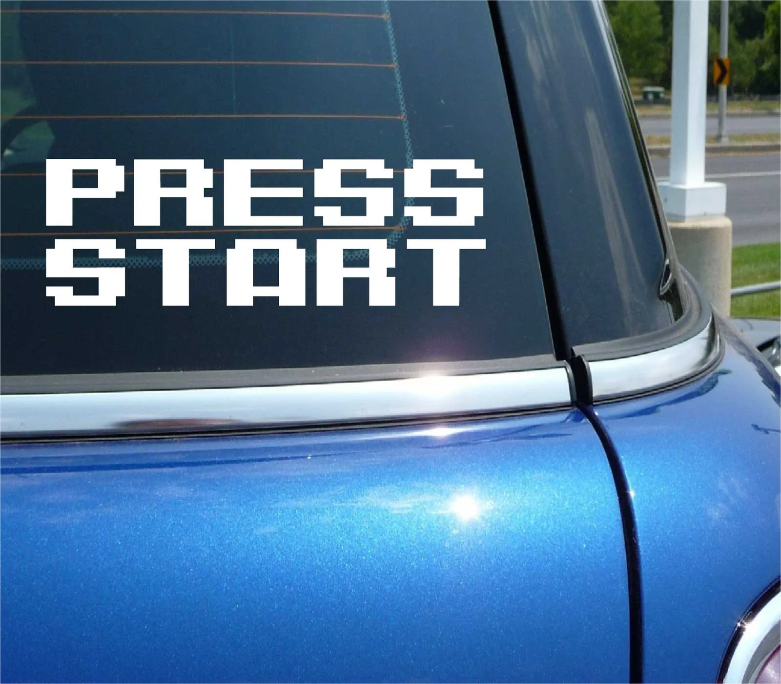 PRESS START DECAL STICKER FUNNY RETRO 8 BIT VIDEO GAME SYSTEM PLAY CAR TRUCK