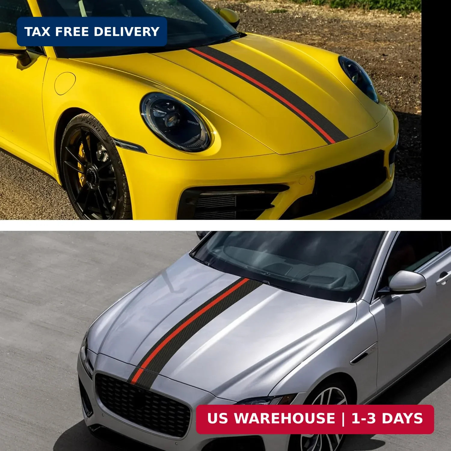 TOMALL 55"x7" Car Hood Sticker Auto Racing Body Side Skirt Roof Hood Bumper