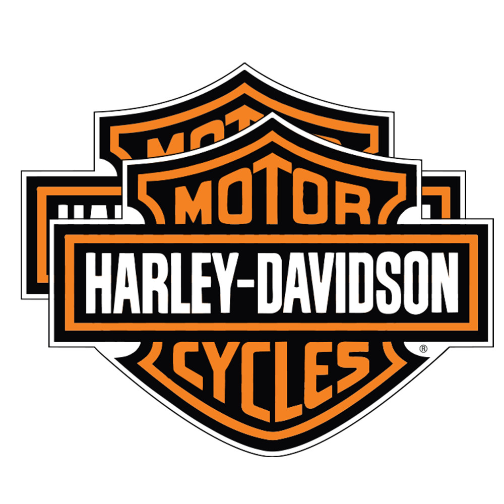 2Pcs Harley-Davidson Decal Sticker Logo Orange & Black Waterproof Motorcycle Car