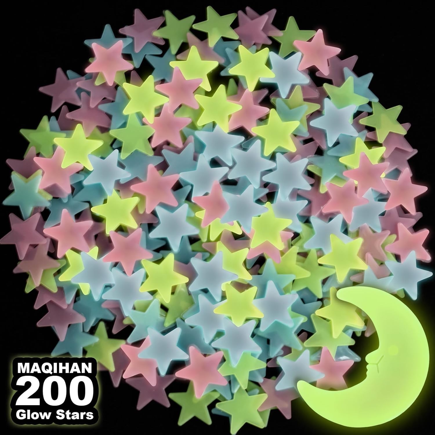 100pcs Glow In The Dark Stars Luminous Wall & Ceiling Star Stickers Home Decor