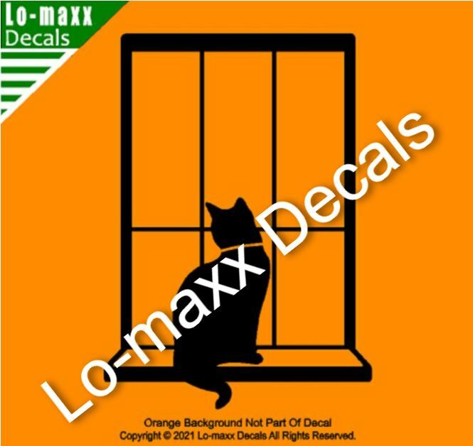 Cat In Window Superior Quality Unique Graphic Design Die Cut Vinyl Decal Art