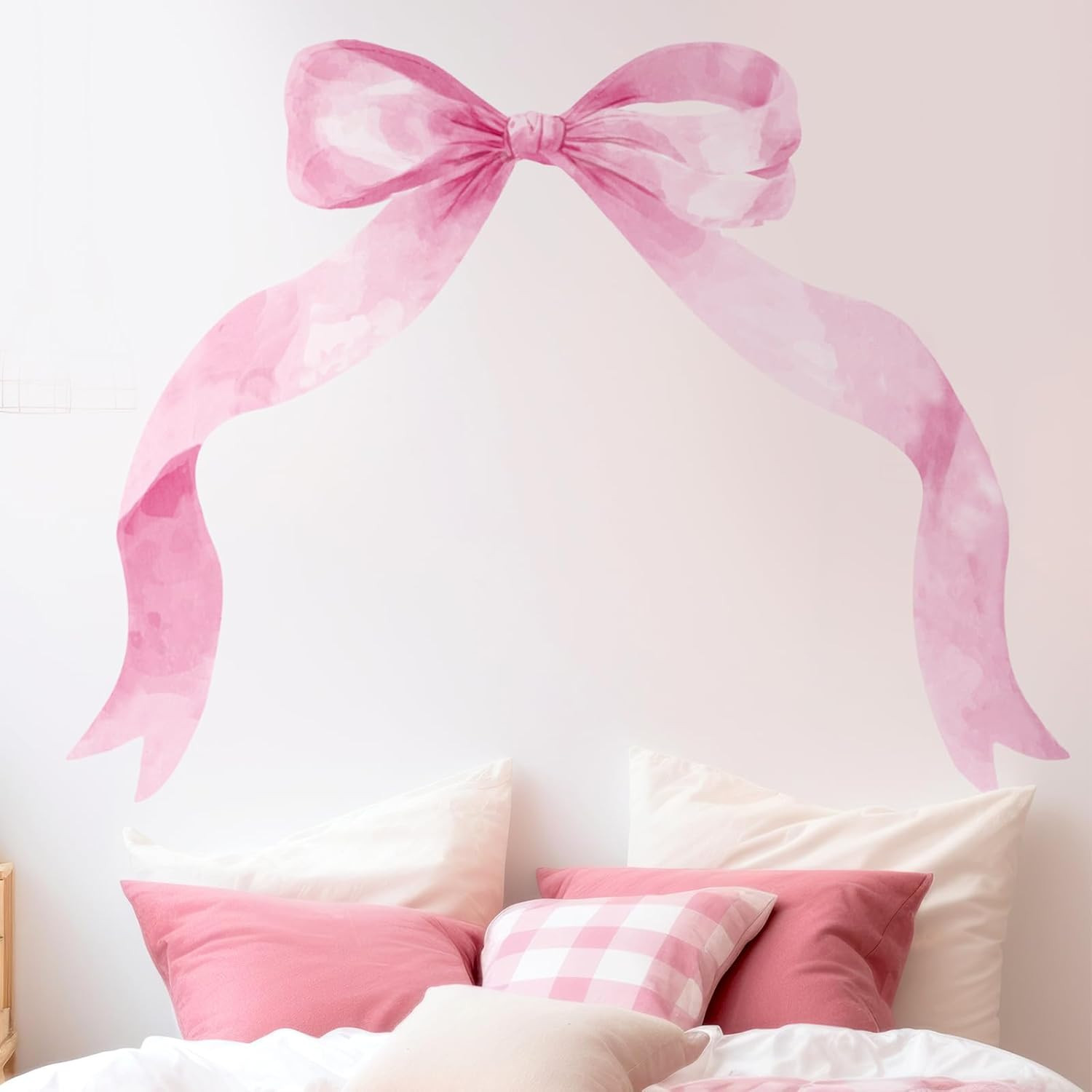 Large Pink Bow Wall Stickers – Waterproof Vinyl Decals for Girls' Room Decor