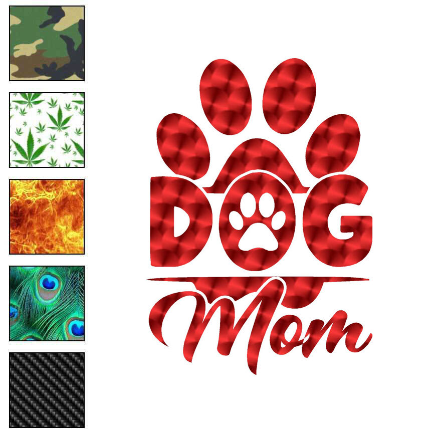 Dog Mom Paw Print, Vinyl Decal Sticker, 40 Patterns & 3 Sizes, #6548