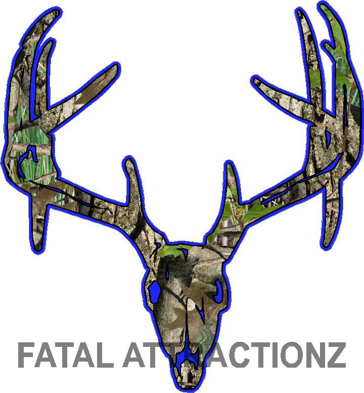 Blue Camo Deer Skull S7 Vinyl Sticker Decal Hunting buck trophy rack bow