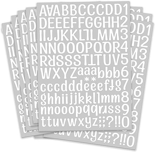 1260 pcs 10 Sheets Self Adhesive Vinyl Letters Numbers Kit, 1 Inch 10 White