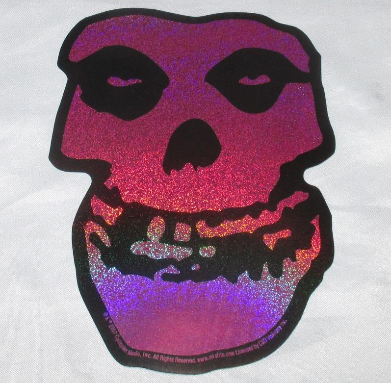 Misfits Pink Glitter Foil Skull Sticker Decal Punk